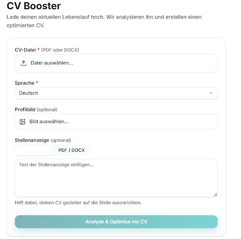 1. CV hochladen